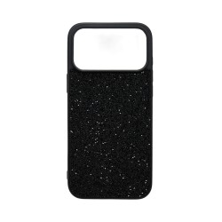 Capa de Silicone Dura de Designer com Cristais de Diamante para Apple iPhone 17 Pro Max/iPhone 18 Pro Max Preto